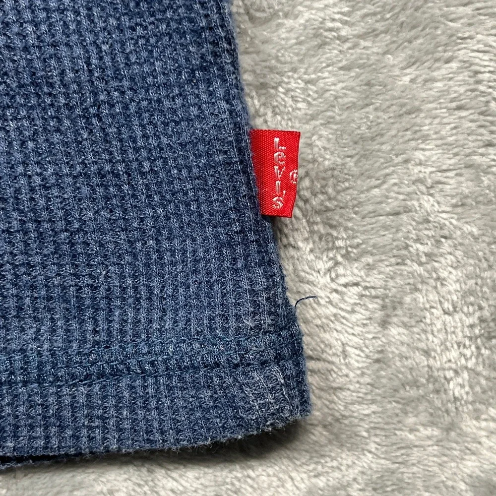 Levis Thermal Shirt Mens Medium Blue California Bear Waffle Knit Long‎ Sleeve